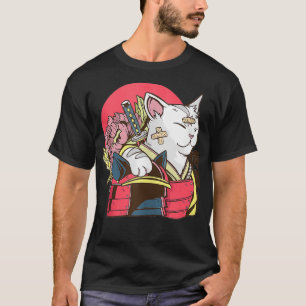 Japanisches Kunstwerk Samurai Cat Cat Cat T-Shirt