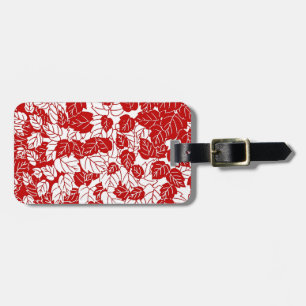 Japanisches Leaf Print, Dunkelrot und Weiß Gepäck Gepäckanhänger