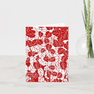 Japanisches Leaf Print, Dunkelrot und Weiß Karte