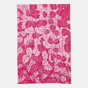Japanisches Leaf Print, Fuchsia und Light Pink Geschirrtuch