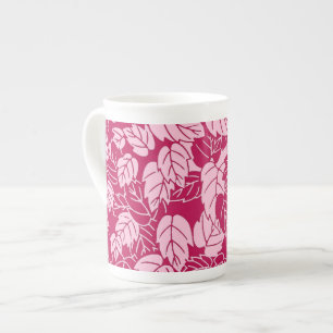 Japanisches Leaf Print, Fuchsia und Light Pink Prozellantasse
