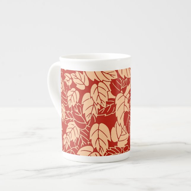 Japanisches Leaf Print, Mandarin Orange Prozellantasse (Vorderseite Links)