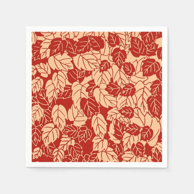Japanisches Leaf Print, Mandarin Orange Serviette (Vorderseite)