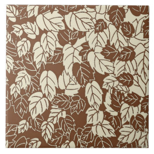 Japanisches Leaf Print, Taupe Tan und Beige Fliese