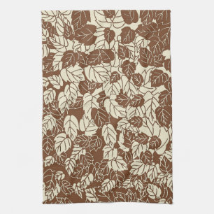 Japanisches Leaf Print, Taupe Tan und Beige Handtuch