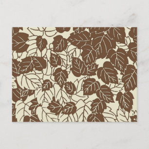 Japanisches Leaf Print, Taupe Tan und Beige Postkarte