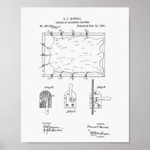 Japanisches Leder 1889 Patent Art Weißes Papier Poster