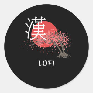 Japanisches Lofi Hip Hop Kanji Cherry Blossom Lofi Runder Aufkleber