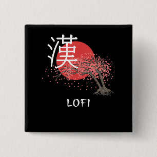 Japanisches Lofi Hip Hop Kanji Kirsch Blossom Lofi Button