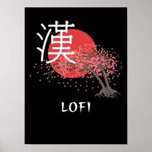 Japanisches Lofi Hip Hop Kanji Kirsch Blossom Lofi Poster