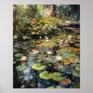 Japanisches Lotus Blume Pond Art Print Poster