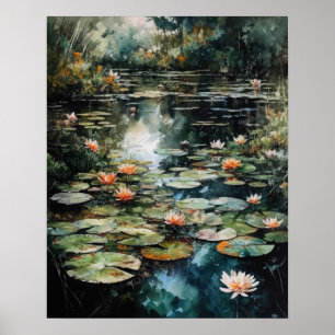Japanisches Lotus Blume Pond Art Print Poster