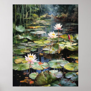 Japanisches Lotus Blume Pond Art Print Poster