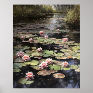Japanisches Lotus Blume Pond Art Print Poster