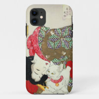 Japanisches Mädchen mit Katze, Tsukioka Yoshitoshi