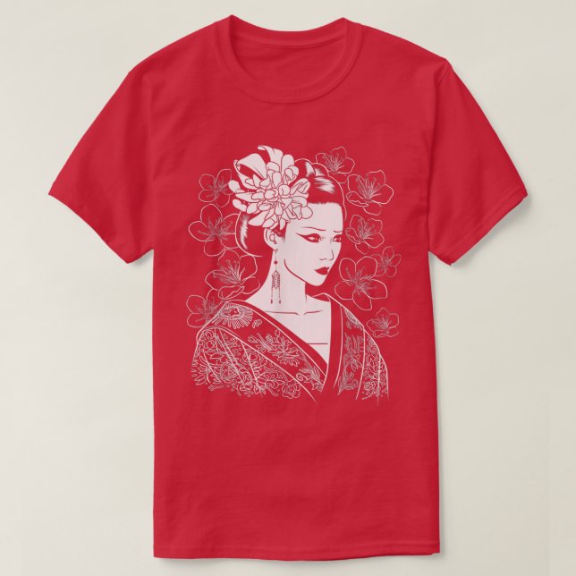 Japanisches Mädchen Samurai Sinobi Fighter Ninja M T-Shirt (Design vorne)