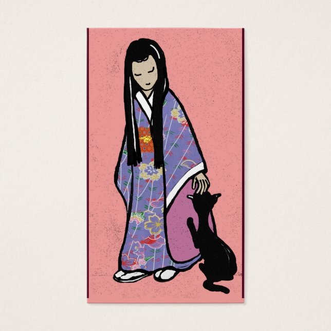 Japanisches Mädchen und Katze (Vorderseite)