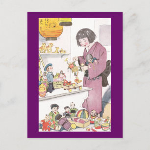 Japanisches Mädchen und Puppen Postkarte