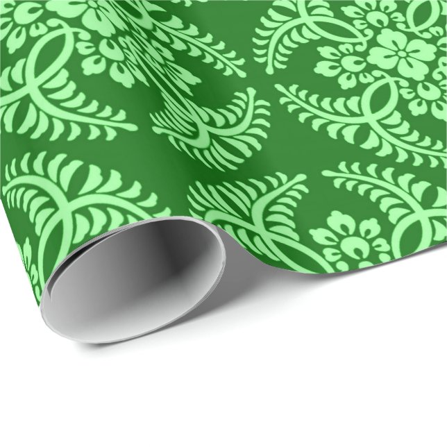 Japanisches Medaillon-Muster, dunkles Jade-Grün Geschenkpapier (Rolleneckpunkt)