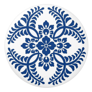 Japanisches Medaillon-Muster, Kobalt-Blau und Weiß Keramikknauf