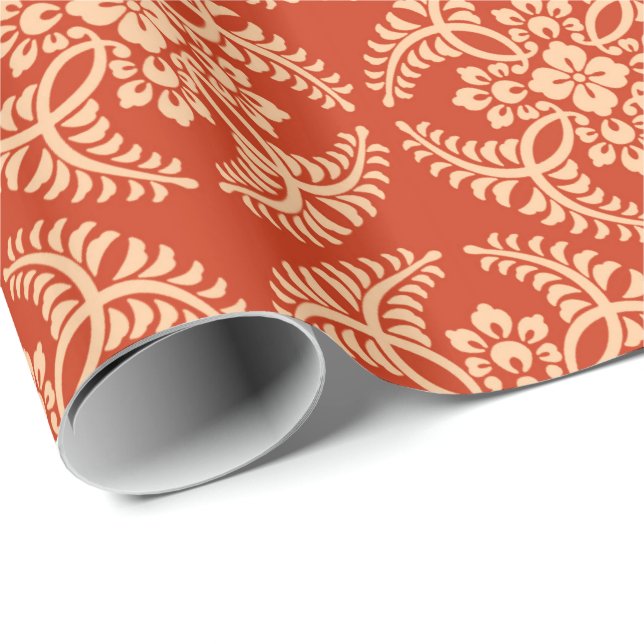 Japanisches Medaillon-Muster, Mandarine Geschenkpapier (Rolleneckpunkt)