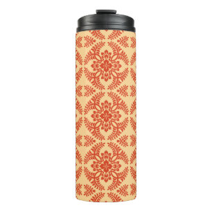 Japanisches Medaillonmuster, Pastellorange Thermosbecher