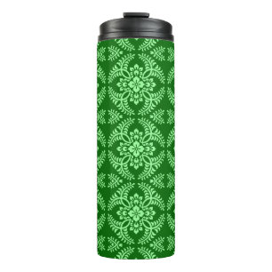 Japanisches Medallion Muster, Deep Jade Green Thermosbecher
