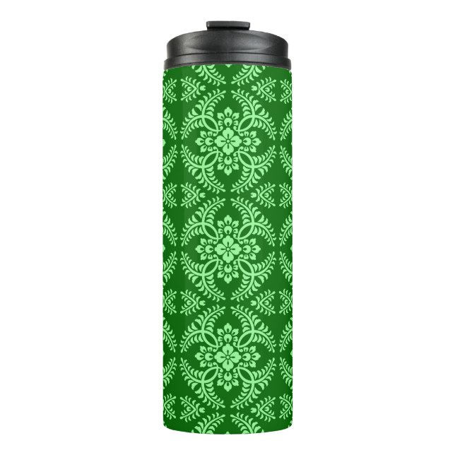 Japanisches Medallion Muster, Deep Jade Green Thermosbecher (Vorderseite)