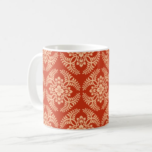 Japanisches Medallion Muster, Mandarin Orange Kaffeetasse (Vorderseite Links)