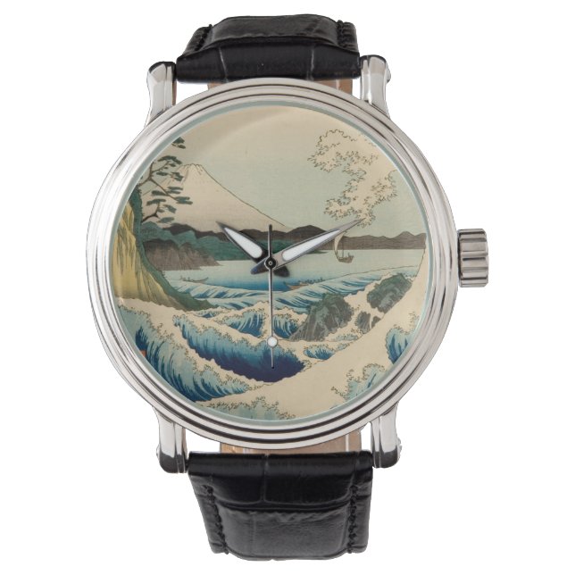 Japanisches Meer von Satta Hiroshige Kunst Armbanduhr (Vorderseite)