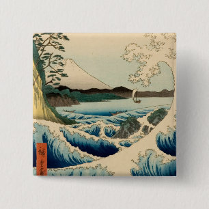 Japanisches Meer von Satta Hiroshige Kunst Button