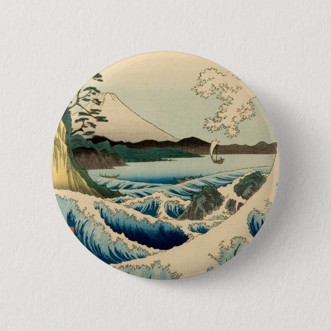 Japanisches Meer von Satta Hiroshige Kunst Button (Vorderseite)