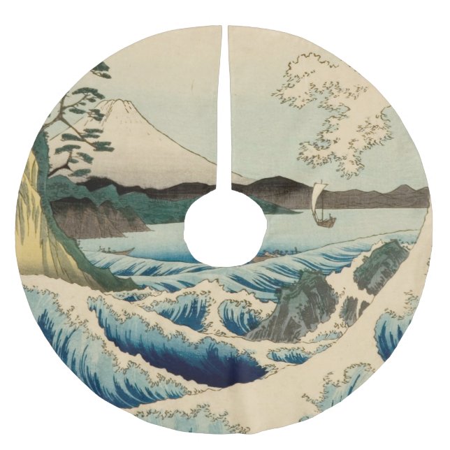 Japanisches Meer von Satta Hiroshige Kunst Polyester Weihnachtsbaumdecke (Vorderseite)