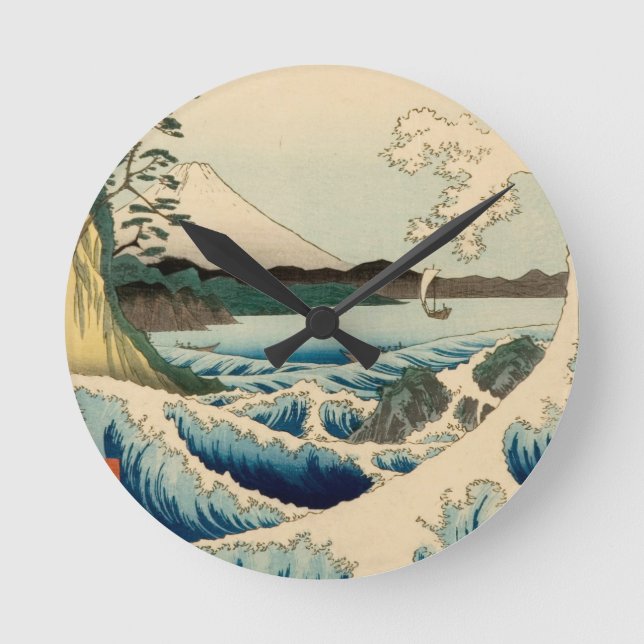 Japanisches Meer von Satta Hiroshige Kunst Runde Wanduhr (Vorderseite)