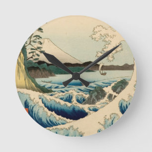Japanisches Meer von Satta Hiroshige Kunst Runde Wanduhr