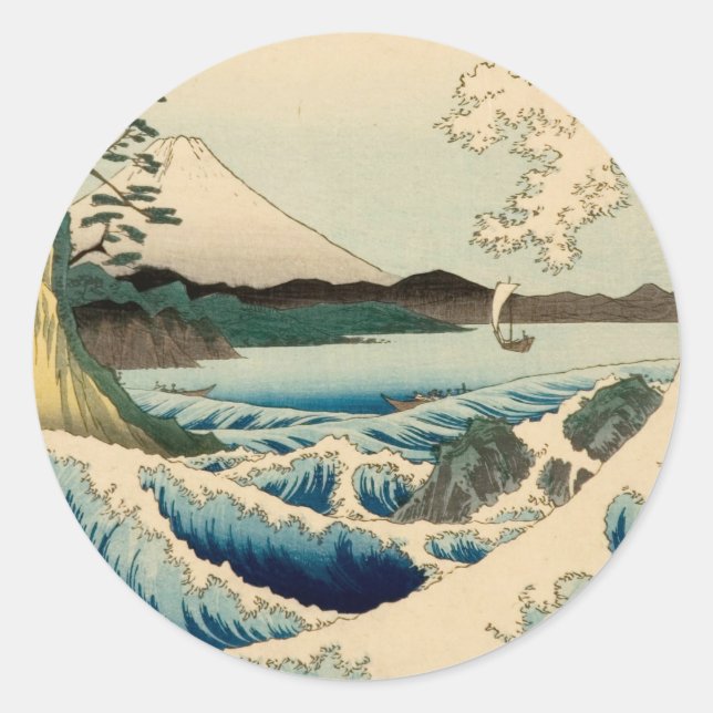 Japanisches Meer von Satta Hiroshige Kunst Runder Aufkleber (Vorderseite)