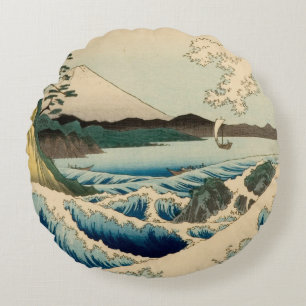 Japanisches Meer von Satta Hiroshige Kunst Rundes Kissen