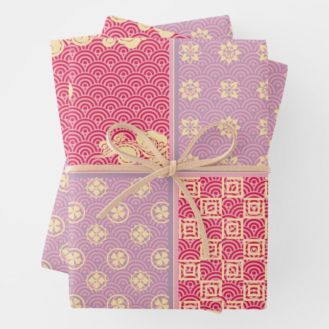 Japanisches Mix-Muster Geschenkpapier Set (Beispiel)