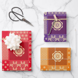 Japanisches Mix-Muster Geschenkpapier Set