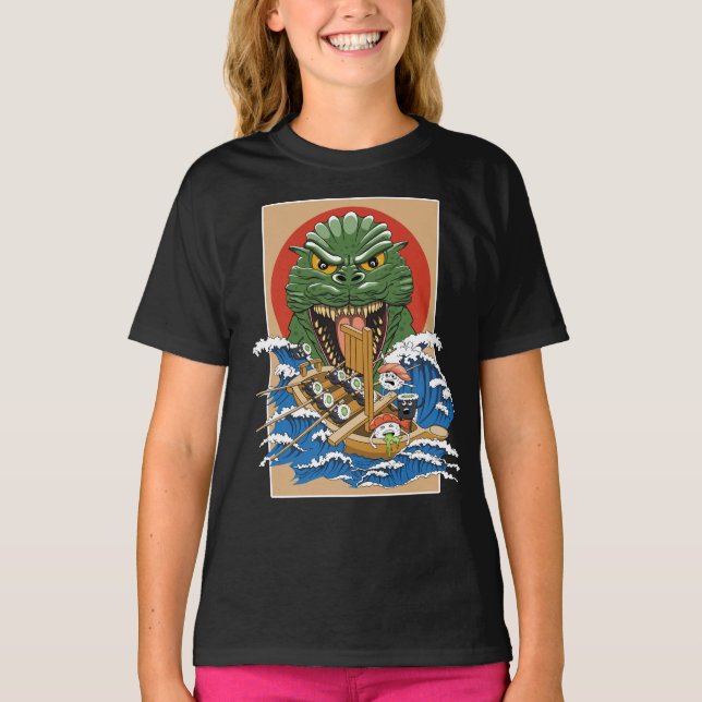 Japanisches Monster Sushi Lover T-Shirt (Vorderseite)
