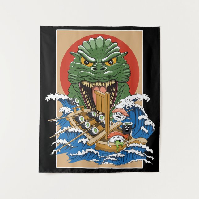 Japanisches Monster Sushi Lover Wandteppich (Vorderseite)
