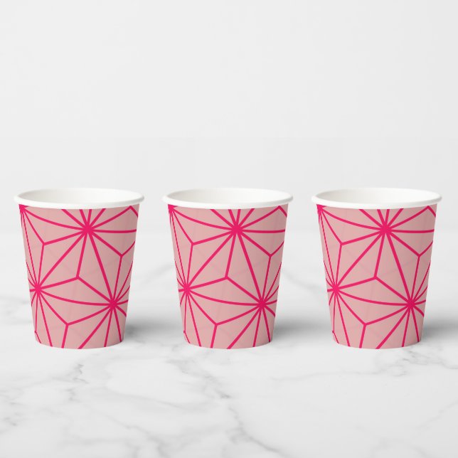 Japanisches Motiv Pink Paper Cups Pappbecher (Multi)