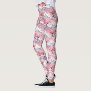 Japanisches Mt Fuji Kirschblütenmuster Leggings