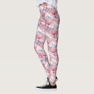 Japanisches Mt Fuji Kirschblütenmuster Leggings