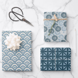 Japanisches Muster 2 Papierblätter Geschenkpapier Set