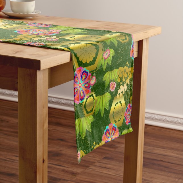 Japanisches Muster TABLE RUNNER Kurzer Tischläufer (Beispiel)