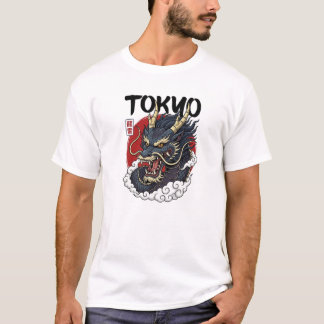 Japanisches mythisches Drachenkunst-Design T-Shirt