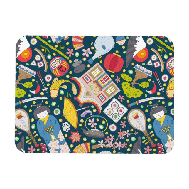 Japanisches Nahtloses Muster Magnet (Horizontal)