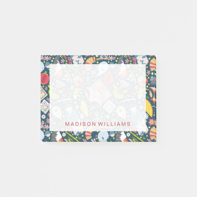 Japanisches nahtloses Muster Post-it Klebezettel (Vorderseite)