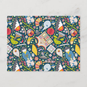 Japanisches Nahtloses Muster Postkarte